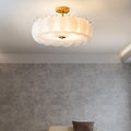 French Glass Round Drum 5/6 Light Semi-flush Mount Ceiling Light BulbSquare