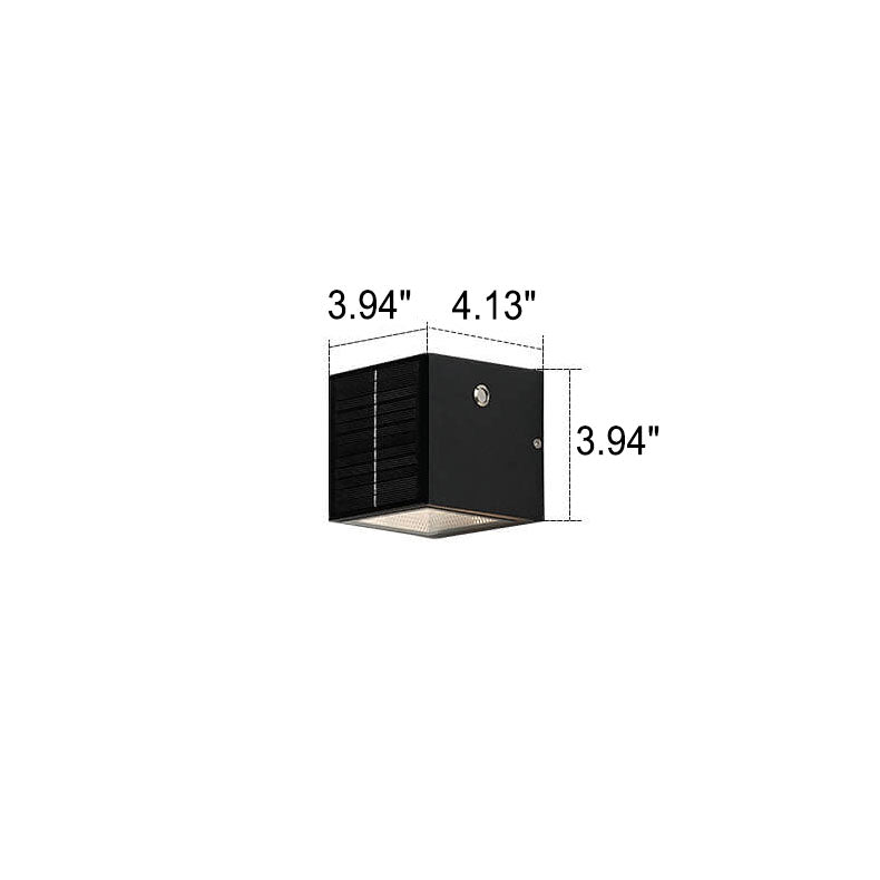 Modern Solar Black Rectangular Die-Cast Aluminum Solar LED Outdoor Wall Light Lumendat