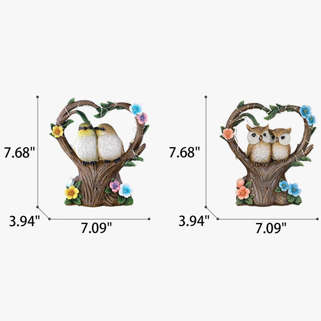 Creative Garden Solar Night Light Heart-shaped Resin Bird Outdoor LED Ornament Light Lumendat