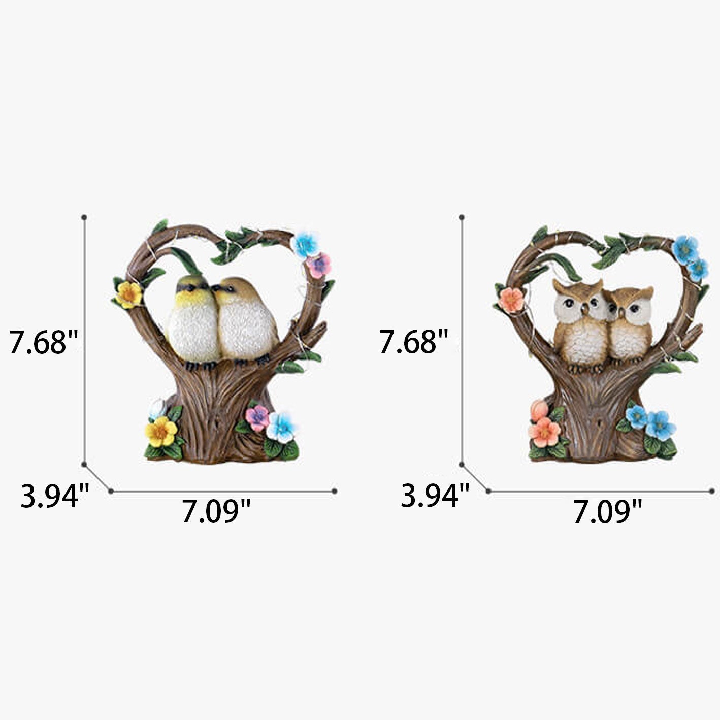 Creative Garden Solar Night Light Heart-shaped Resin Bird Outdoor LED Ornament Light Lumendat