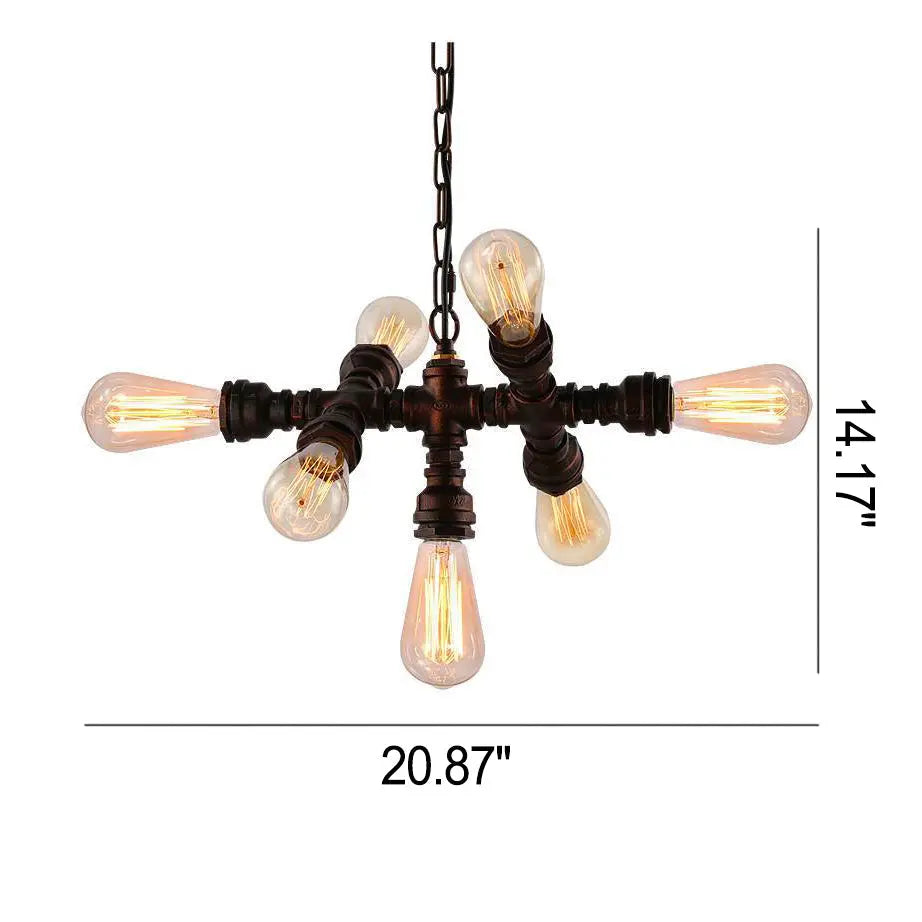 Industrial Iron Water Pipe Design 7-light Chandelier Lumendat