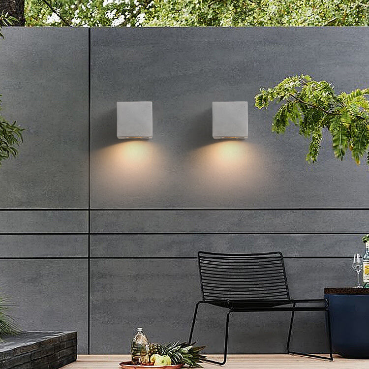Industrial Cement Square Outdoor 1-Light Waterproof Wall Sconce Lamp Lumendat