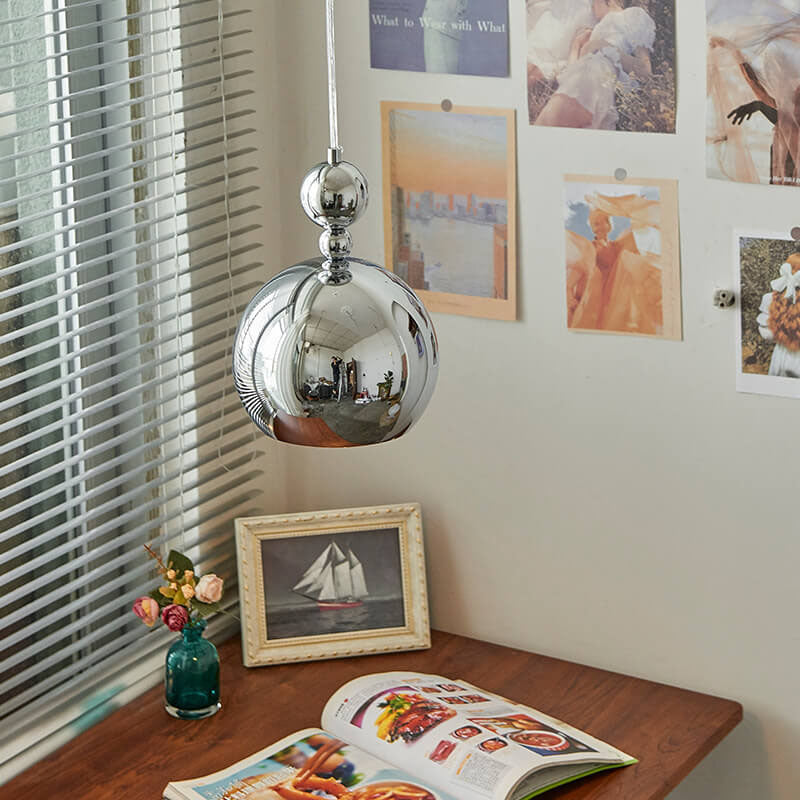 Vintage Chrome Dome Metal 1-light Pendant Light