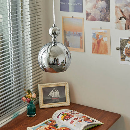 Vintage Chrome Dome Metal 1-light Pendant Light