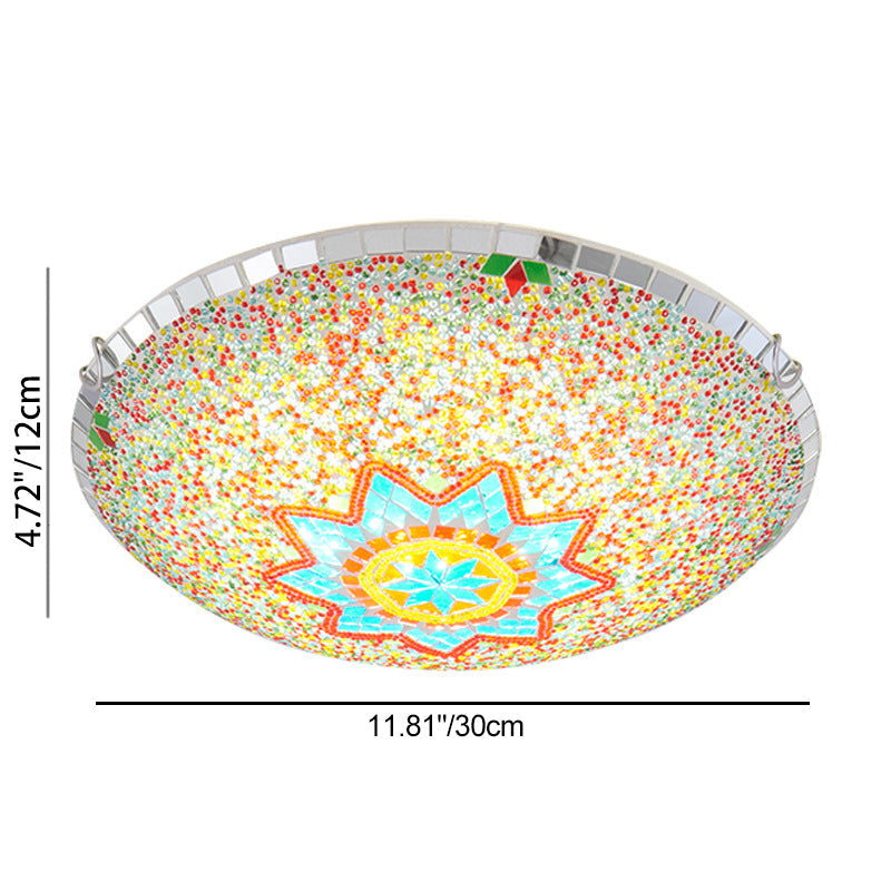 Traditional Tiffany Semicircle Hardware Glass 2/3/4 - Light Flush Mount Ceiling Light For Living Room Lumendat