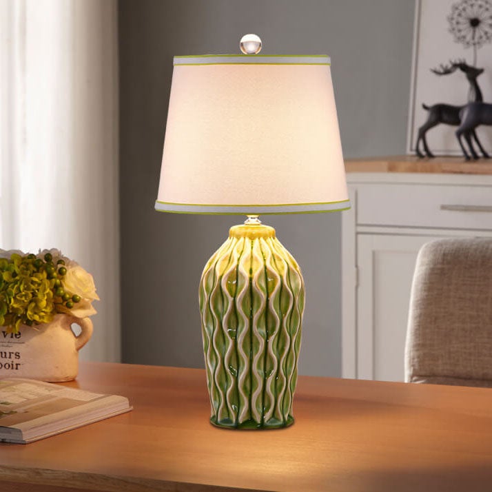 Modern Simple Fabric Ice Cracked Ceramics 1-Light Table Lamp Lumendat