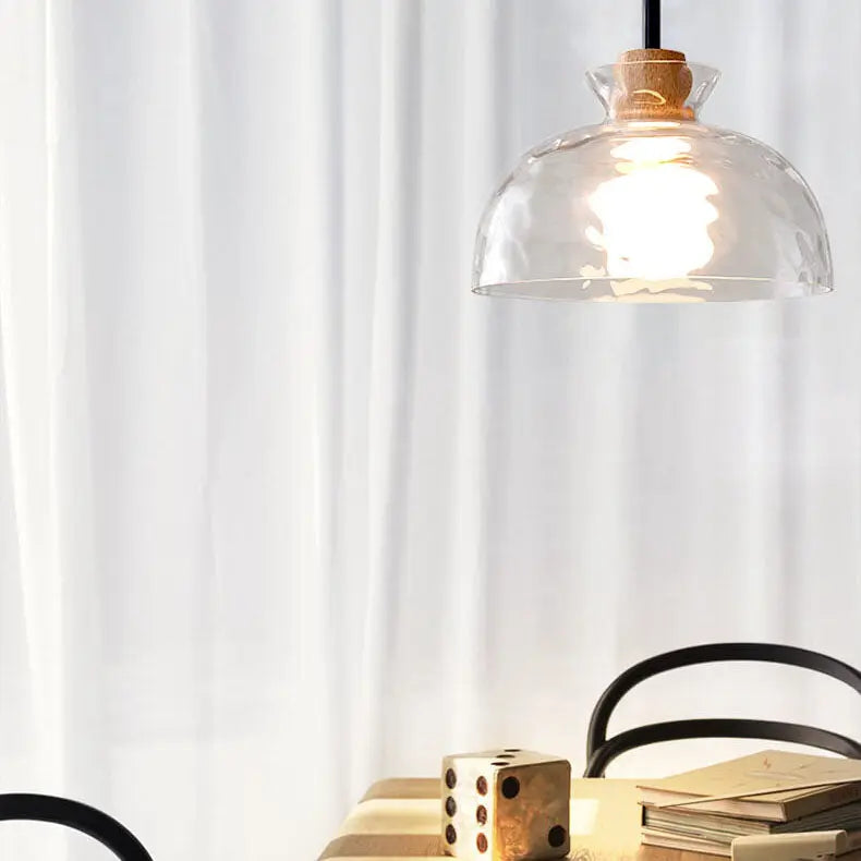 Nordic Clear Rippled Glass Shaded 1-light Pendant Light modern luxury lighting fixture