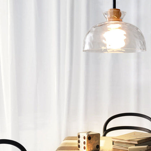 Nordic Clear Rippled Glass Shaded 1-Light Pendant Light