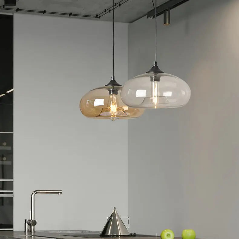 Creative Colored Glass Oval 1-light Pendant Light Lumendat