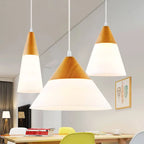 Nordic Wood Grain Glass Cone Shaped 1-light Pendant Light Lumendat