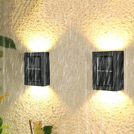 Solar Square Up and Down Lighted LED Outdoor Waterproof Garden Wall Sconce Lamp Lumendat