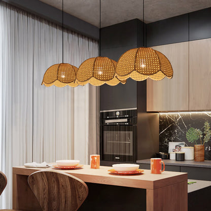 Nordic Rattan Weaving Scallop Dome 1-light Pendant Light