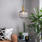 Minimalist Striped Glass Lantern 1-light Pendant Light Lumendat
