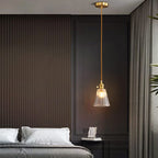 Modern Luxury Glass Bell Shade Brass 1-light Pendant Light BulbSquare