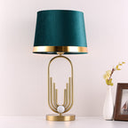 Modern Luxury Fabric Gold Oval Ring Base 1-Light Table Lamp Lumendat