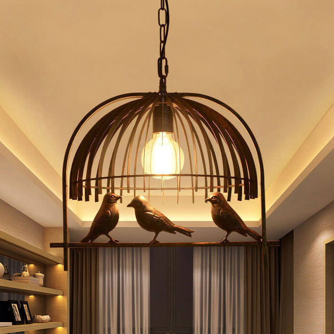 Vintage Creative Iron Birdcage 1-light Pendant Light BulbSquare