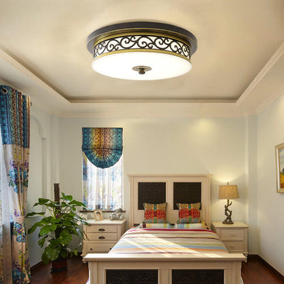 Vintage Circle Patterned Edge Iron 1-light LED Flush Mount Ceiling Light