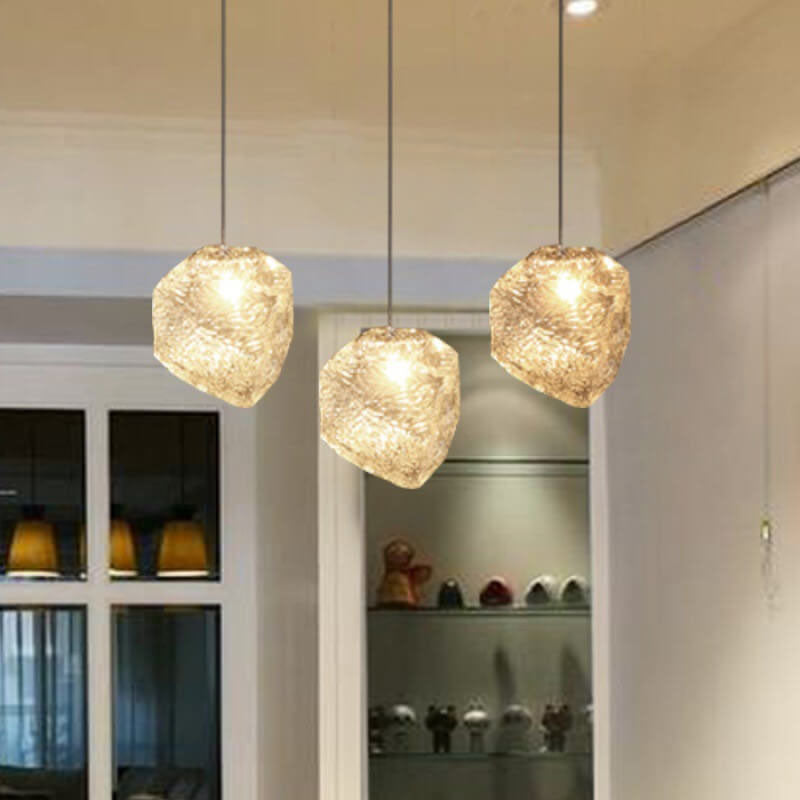 Nordic Creative Ice Cube Glass 1-light Pendant Light BulbSquare