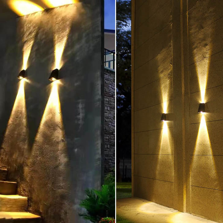 Simple Solar Trapezoid Outdoor Waterproof Up and Down Lights LED Wall Sconce Lamp Lumendat
