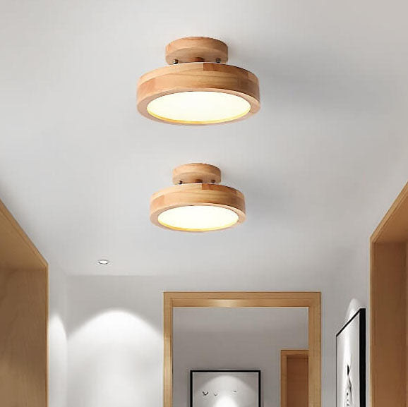 Nordic Log Round LED Semi-flush Mount Ceiling Light