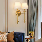 Modern Brass Fabric Shade 1/2 Light Wall Sconce Lamp