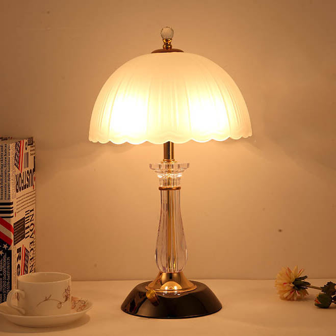 Modern European Textured Glass Dome Shade 2-Light Table Lamp Lumendat