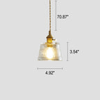 Vintage Glass Brass Drum 1-light Pendant Light BulbSquare