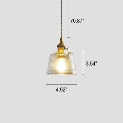Vintage Glass Brass Drum 1-light Pendant Light