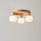 Modern Japanese Log Ring Textured Glass Globe 3/6/9 Light Chandelier Lumendat