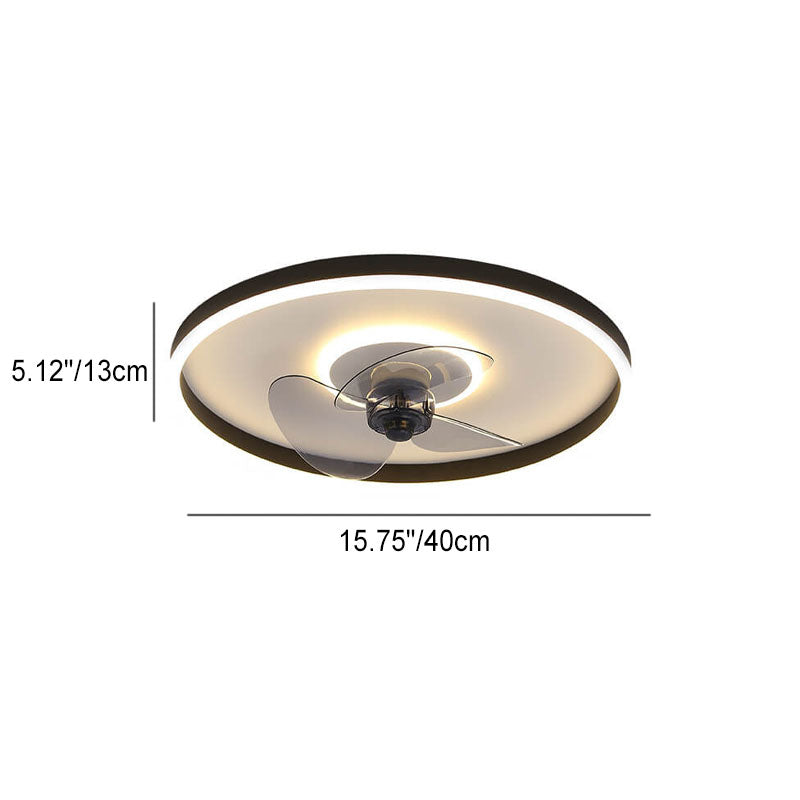 Contemporary Nordic Round Iron Silicone Aluminum Invisible LED Flush Mount Ceiling Fan Light For Living Room & Bedroom Lumendat