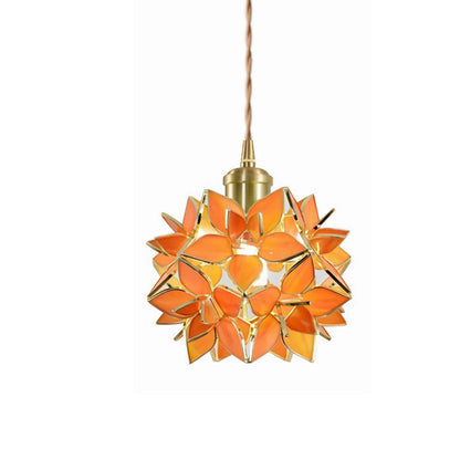 French Luxury Glass Gardenia Petal Ball 1-light Pendant Light