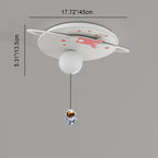 Lumendat Contemporary Creative Iron Acrylic Rocket Astronaut LED Kids Flush Mount Ceiling Light For Bedroom Lumendat