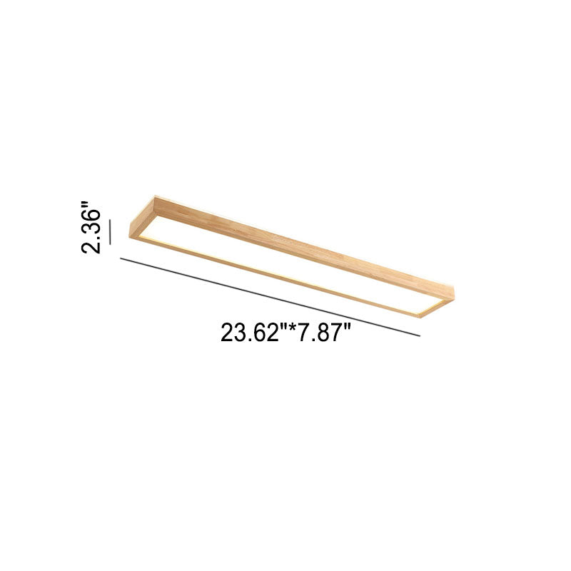 Japanese Minimalist Log Rectangular Walnut LED Flush Mount Ceiling Light BulbSquare