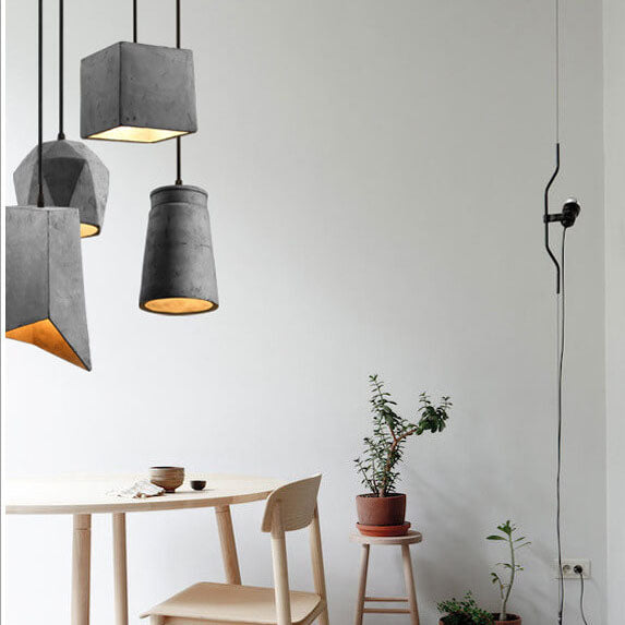 Industrial Simplicity Cement Geometric 1-light Pendant Light BulbSquare