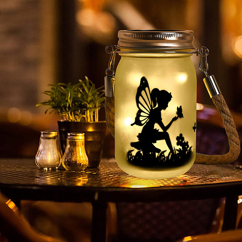Solar Creative Fairy Frosted Glass Jar LED Outdoor Light Lumendat