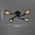Industrial Vintage Water Pipe Round Iron 4/6/8 Light Flush Mount Ceiling Light BulbSquare