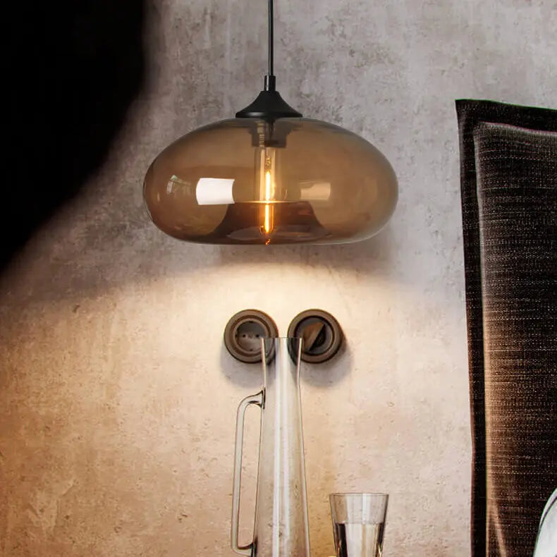 Creative Colored Glass Oval 1-light Pendant Light modern luxury lighting fixture