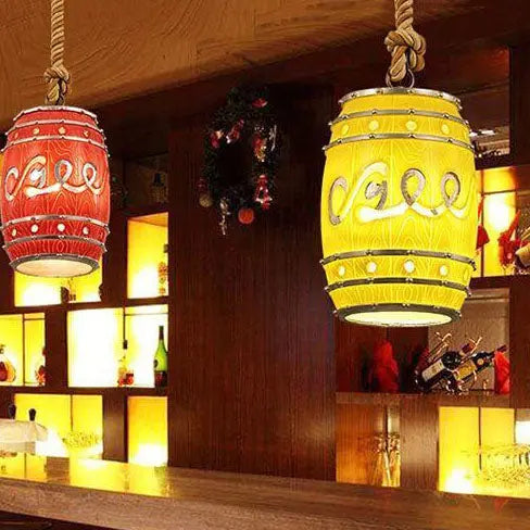 Vintage Wine Barrel Resin 1-light Pendant Light Lumendat