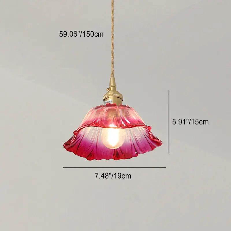 Modern Art Deco Sunflower Copper Glass 1-light Pendant Light for Living Room Lumendat