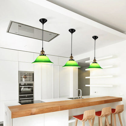 Vintage Industrial Green Bell Glass 1-light Pendant Light