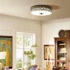 Vintage Circle Patterned Edge Iron 1-light LED Flush Mount Ceiling Light BulbSquare