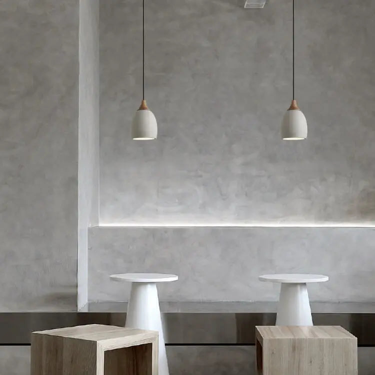 Minimalist Cement Dome 1-light Pendant Light BulbSquare