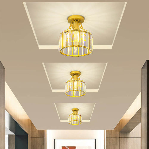 Modern Crystal Dome 1-light Semi-flush Mount Ceiling Light