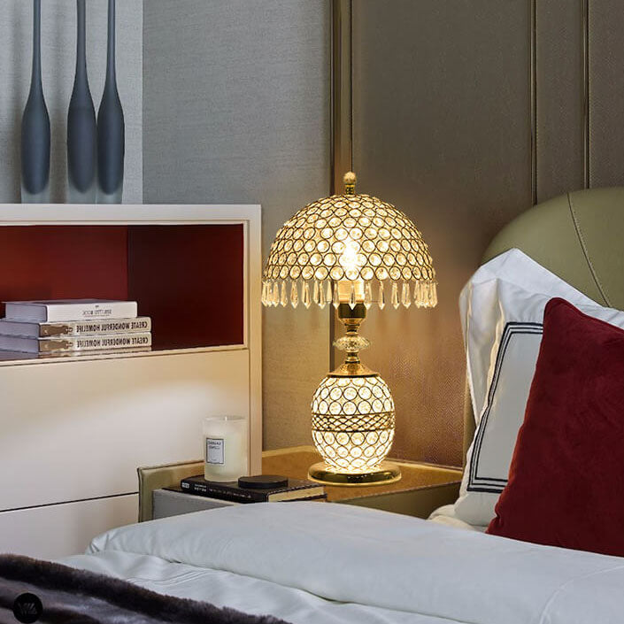 Modern Luxury Crystal Dome Shade 1-Light Table Lamp Lumendat