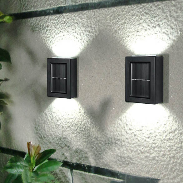 Solar Square Up and Down Lighted LED Outdoor Waterproof Garden Wall Sconce Lamp Lumendat