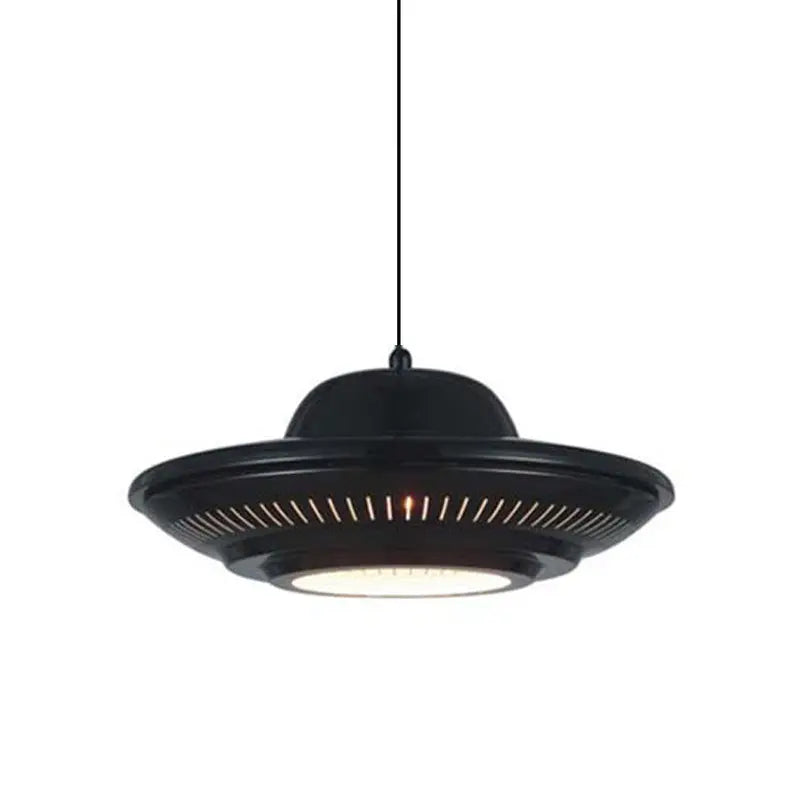 Industrial Vintage Iron Flying Saucer 1-light Pendant Light BulbSquare