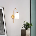 Modern Minimalist Glass Cylindrical Shade Bending Arm 1-Light Wall Sconce Lamp