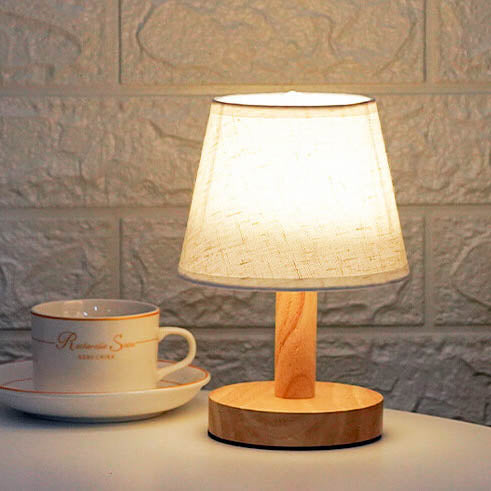 Vintage Linen Drum Shade 1-Light LED Table Lamp Lumendat