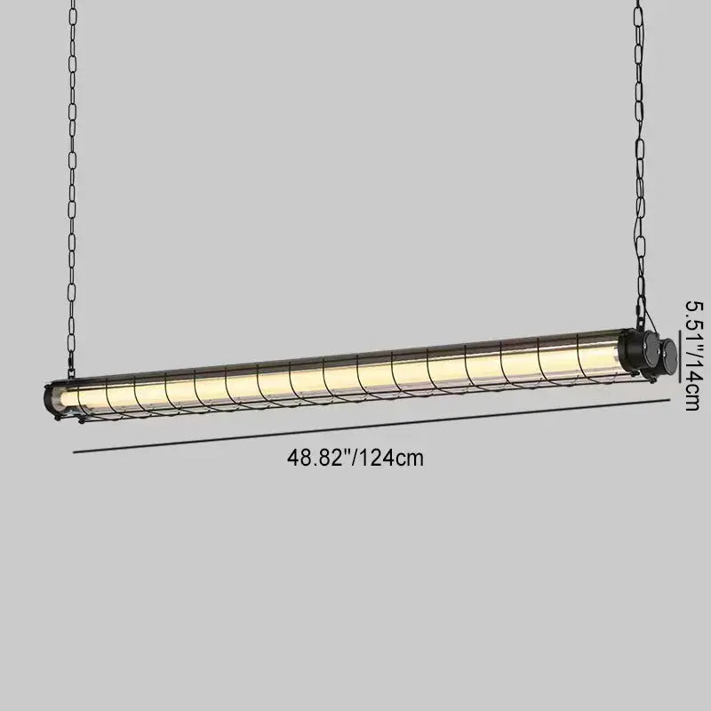 Contemporary Industrial Long Metal Acrylic 1/2 Light Island Light Chandelier for Dining Room Lumendat