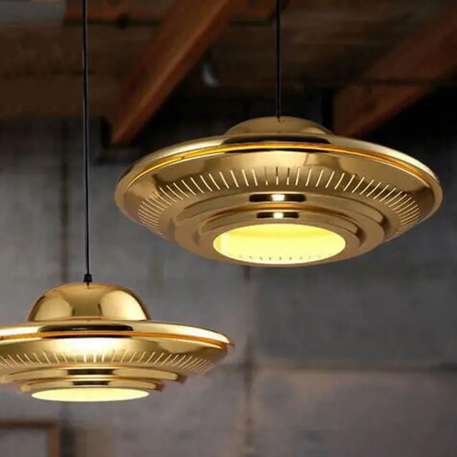 Industrial Vintage Iron Flying Saucer 1-light Pendant Light BulbSquare